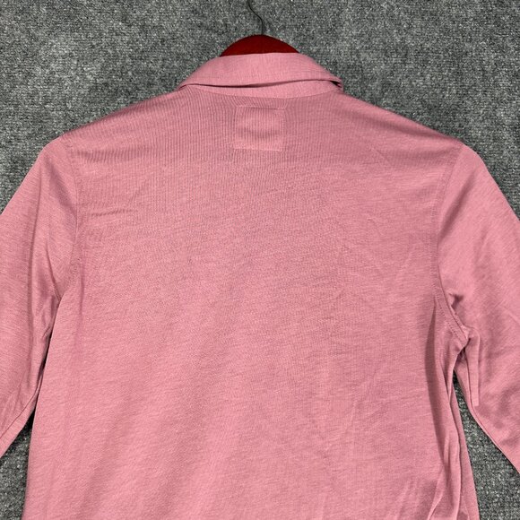 LinkSoul  Polo Shirt Mens Small Long Sleeve Mauve Pink Knit  Split Hem Roll Tab - Picture 9 of 9